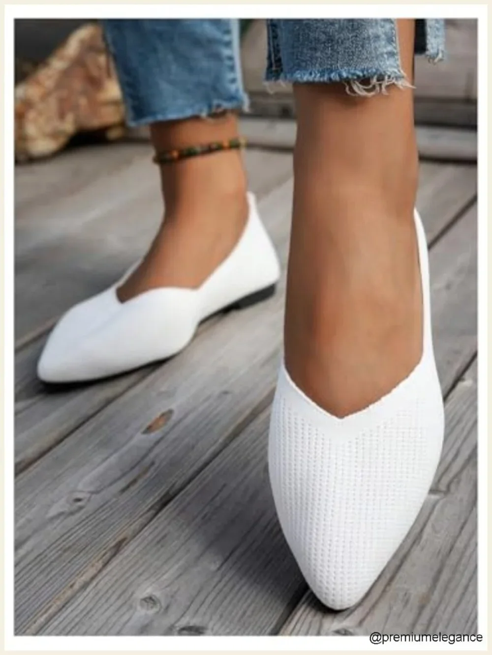Pointed Toe Knit Ballet Flats - Comfortable Slip On Dressy Casual Shoes
